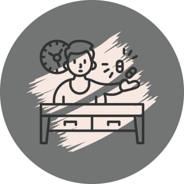 Masada oturan ve elinde ilaç tutan biri.