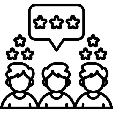 Popülerlik simgesi, yıldız ve konuşma baloncuğu olan üç kişi.