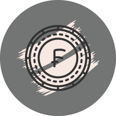 Gri Dairesel Arkaplanda İsviçre Frangı Para Simgesi