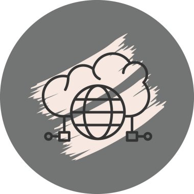 Bulut Hesaplama Ağ Çizgisi Simgesi, Beyaz Arkaplanda Basit Resimler İzole Edildi