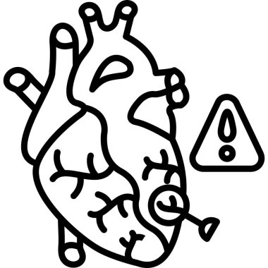 Uyarı işareti olan çizgi film kalbi