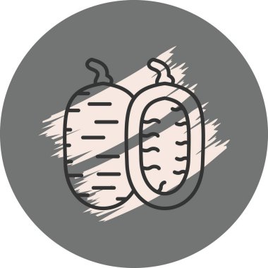 Gri arka planda iki stilize salatalık.