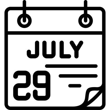 29 Temmuz takvim simgesi tasarımı, vektör illüstrasyonu            