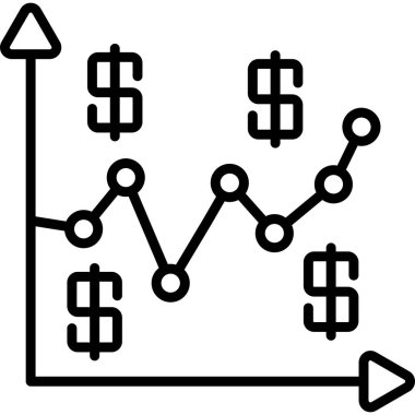 Dolar işaretleriyle finansal büyümeyi gösteren çizgi grafiği