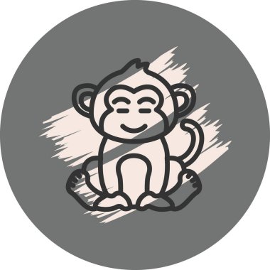 Çizgi Maymun Çizgisi Simgesi, Beyaz Arkaplanda Yaratıcı İllüstrasyon