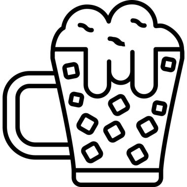 İçi buz dolu köpüklü bira bardağı.