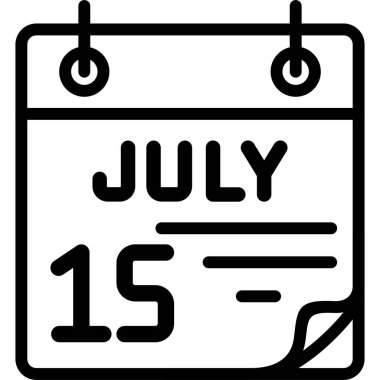 15 Temmuz takvim simgesi tasarımı, vektör illüstrasyonu            