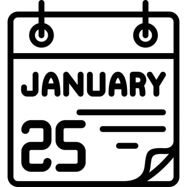 25 Ocak takvim simgesi, vektör illüstrasyonu               