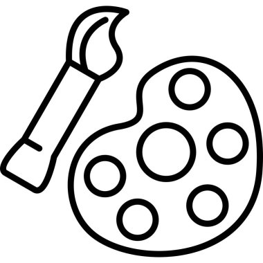 beyaz arkaplanda boya paleti ve fırça