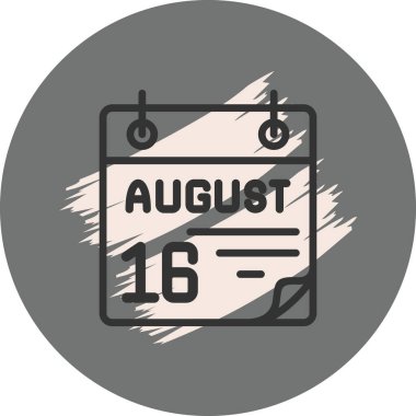 Gri Arkaplanda 16 Ağustos Simgesi 