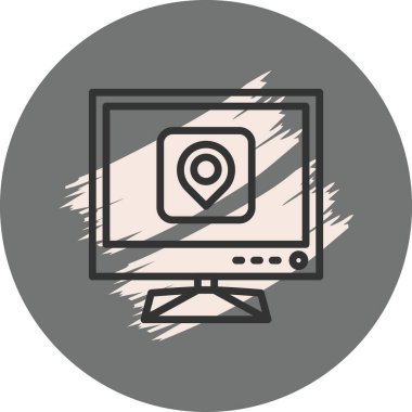 Bilgisayar ekranı konum pin simgesini görüntülüyor