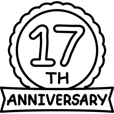 17th Anniversary badge icon isolated on white