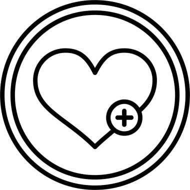 Çemberin içinde artı işareti olan kalp sembolü