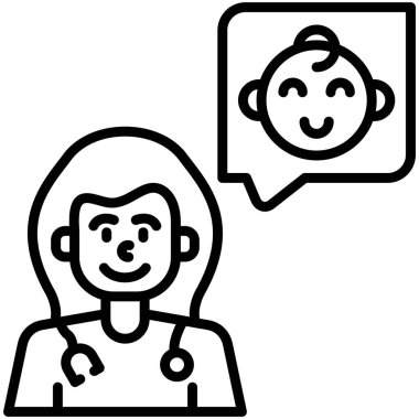 Gülümseyen doktor mutlu bebekten bahsediyor.