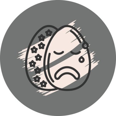 Paskalya Yumurta Çizgisi Simgesi, Düz Emoji, Basit Resimler Beyaz Arkaplanda İzole Edildi