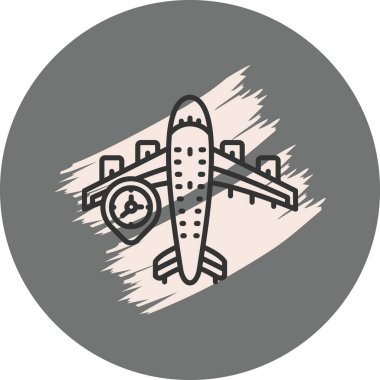 Bir hedefe varış veya seyahat uygulamalarında başarılı uçuş takibi için uygun bir konum işaretleyicisi içeren bir uçağın basit bir çizgi çizelgesi..