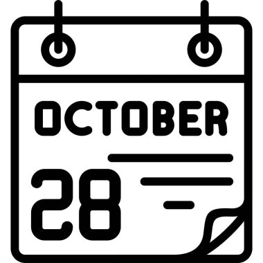 28 Ekim takvim simgesi, vektör illüstrasyonu                