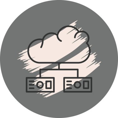 Bulut Hesaplama Ağ Çizgisi Simgesi, Beyaz Arkaplanda Basit Resimler İzole Edildi