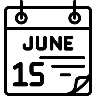 15 Haziran takvim simgesi, vektör illüstrasyonu                    