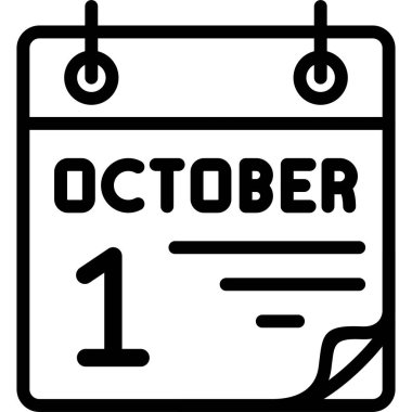 1 Ekim takvim simgesi, vektör illüstrasyonu           