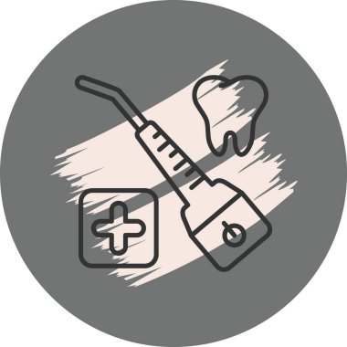 Şırınga ve diş simgesini içeren diş araçları