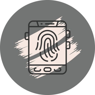 Akıllı telefon ikonu. Parmak izi, şifre işareti. Beyaz arkaplanda vektör simgesinin düz çizimi