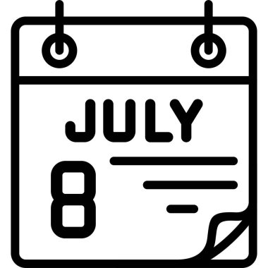 8 Temmuz takvim simgesi tasarımı, vektör illüstrasyonu            
