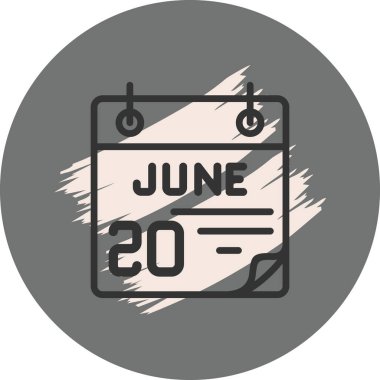20 June Icon On Round Grey Background