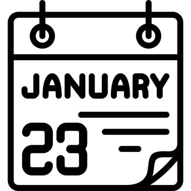 23 Ocak takvim simgesi, vektör illüstrasyonu               