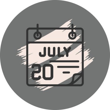 20 Temmuz Gri Arkaplanda Simge 