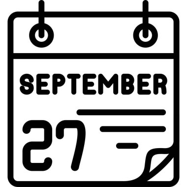 27 Eylül takvim simgesi, vektör illüstrasyonu          
