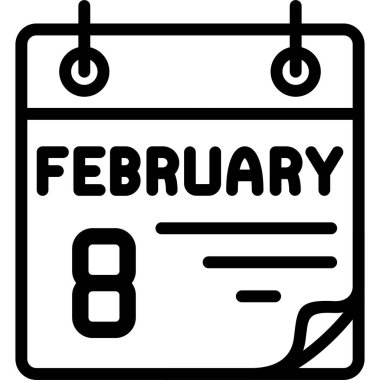 8 Şubat takvim simgesi vektör illüstrasyonuName 