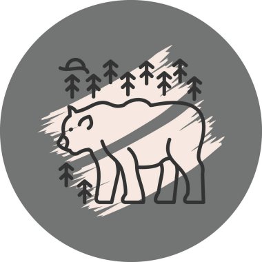 Ayı hayvan vahşi yaşam ikonu ana hatlarıyla