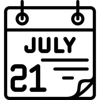 21 Temmuz takvim simgesi tasarımı, vektör illüstrasyonu            