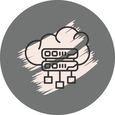 Bulut Hesaplama Ağ Çizgisi Simgesi, Beyaz Arkaplanda Basit Resimler İzole Edildi