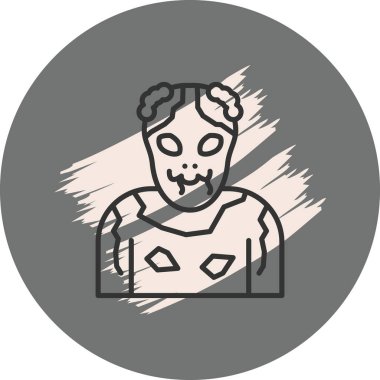 Alnında dikişler ve yakınlarda uçan yarasalarla gülümseyen bir zombiyi çiziyorum..