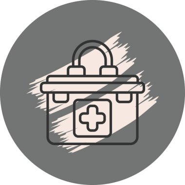 Bu tıbbi ilk yardım çantası çizimi haç ve saplı düz bir tasarım içeren uygulamalar veya web sayfaları için uygundur..
