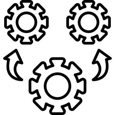 Çizgi biçimi içinde çarklı ayarlar dişli simgesi