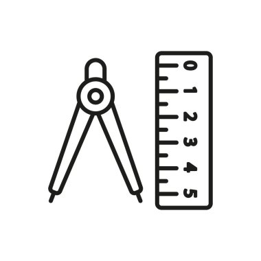 Kare cetvel üçgeni pusula vektör tasarım şablonlarını basit ve modern konsept olarak ayarla