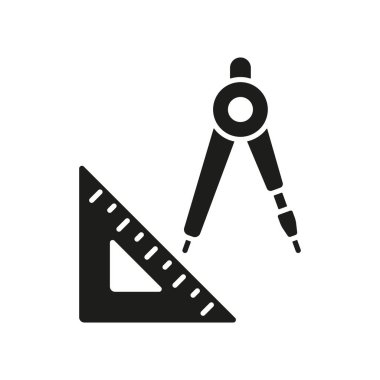 Kare cetvel üçgeni pusula vektör tasarım şablonlarını basit ve modern konsept olarak ayarla