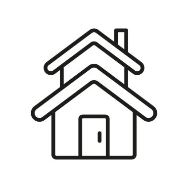 İki katlı ev ikonu vektör tasarım şablonları basit ve modern konsept grafik