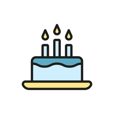Doğum günü pastası ikonu vektör tasarımı modern ve basit konsept şablonları
