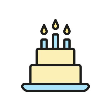 Doğum günü pastası ikonu vektör tasarımı modern ve basit konsept şablonları