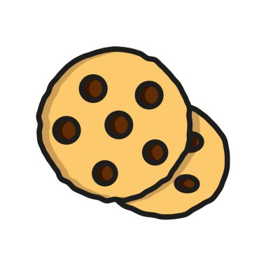 Çikolata parçalı kurabiyeler yiyecek içecek ikonu vektör temel tasarım basit ve modern konsept şablonları