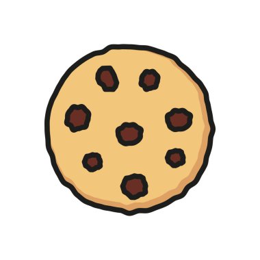 Çikolata parçalı kurabiyeler yiyecek içecek ikonu vektör temel tasarım basit ve modern konsept şablonları