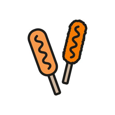 Corn dog food içecek ikonu vektör temel tasarım basit ve modern konsept şablonları