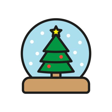 Kar küresi Noel ikonu vektörü temel tasarım basit ve modern konsept grafiği