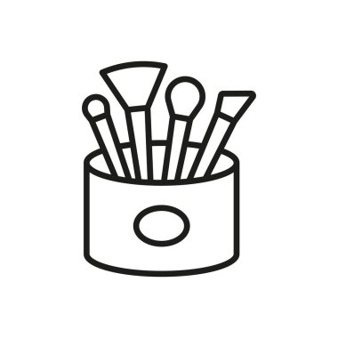 Makyaj fırçası seti makyaj ikonu vektör temel tasarım basit ve modern konsept grafik