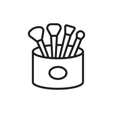 Makyaj fırçası seti makyaj ikonu vektör temel tasarım basit ve modern konsept grafik