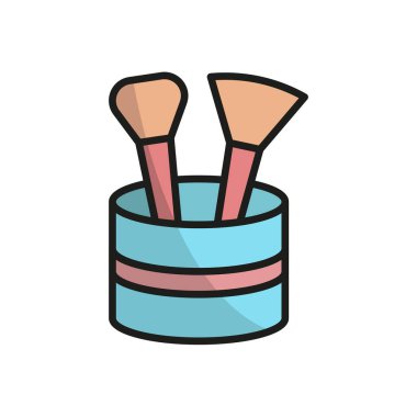 Makyaj fırçası seti makyaj ikonu vektör temel tasarım basit ve modern konsept grafik